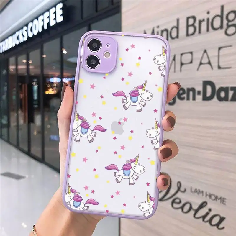 

unicornio corlorful cute cartoon Phone Cases matte transparent For iphone 7 8 11 12 plus mini x xs xr pro max cover