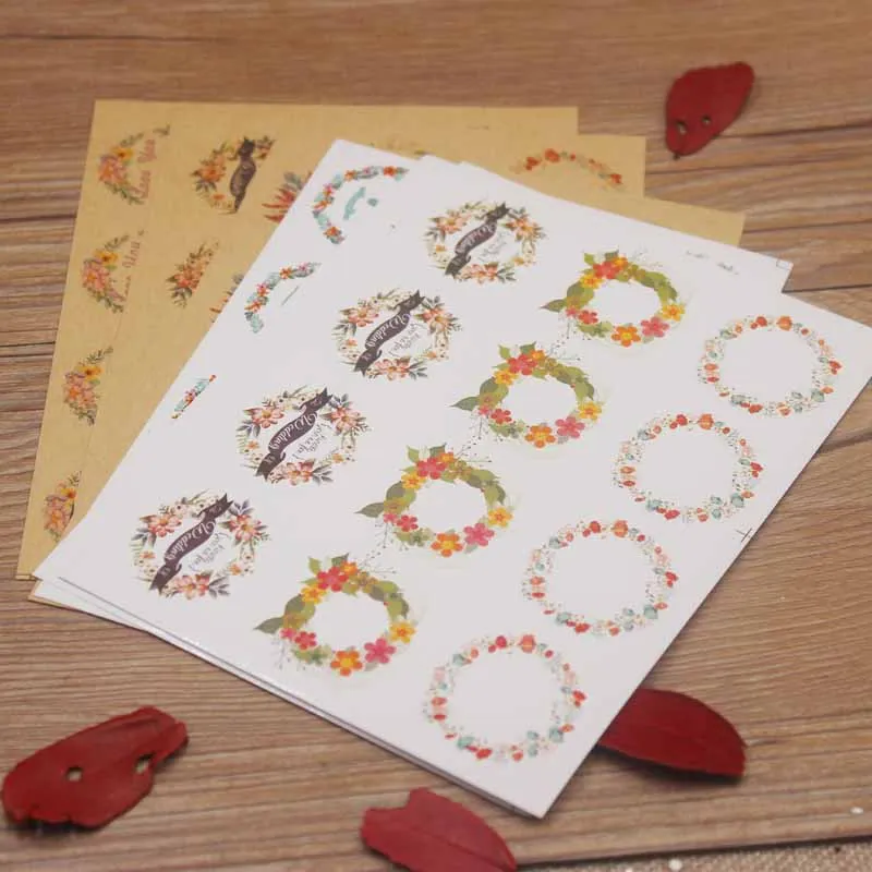 Ярлык наклейка белого цвета яркий цветок 3 5 см круглая форма размер свадебный подарок Стильные красивые