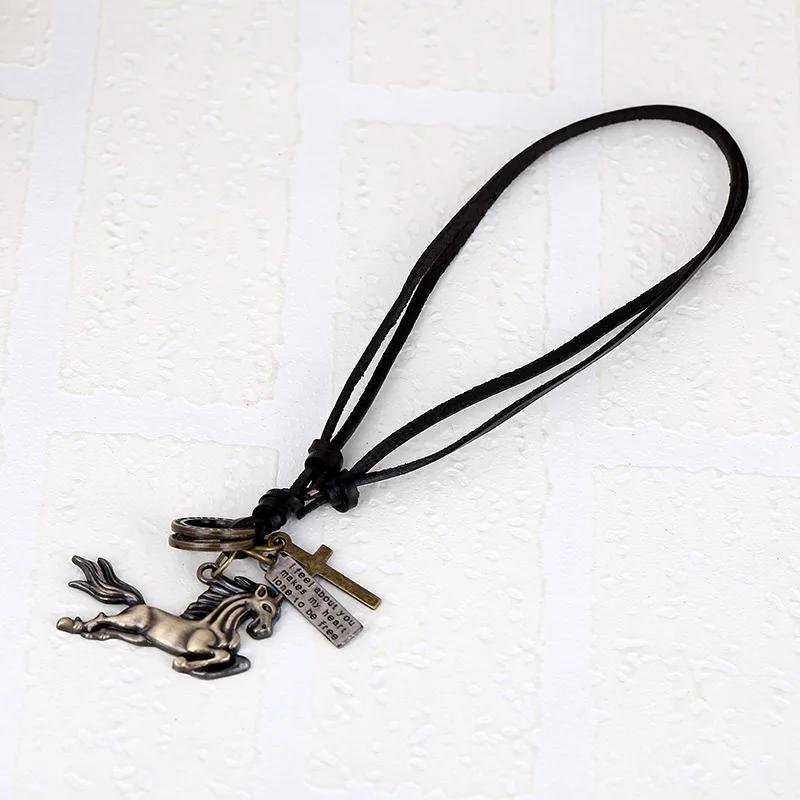 Кожаное ожерелье лошадь винтажный дизайн для мужчин аксессуары в стиле