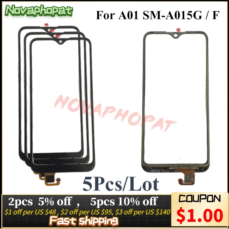 

5 шт. Novaphopat для Samsung Galaxy A01 SM-A015F SM-A015G сенсорный экран дигитайзер стеклянный датчик внешняя Передняя панель