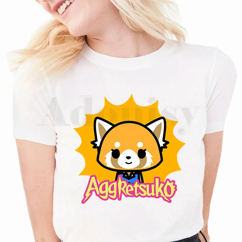 Женская футболка Aggretsuko с коротким рукавом агрессивная металлическая рубашка в
