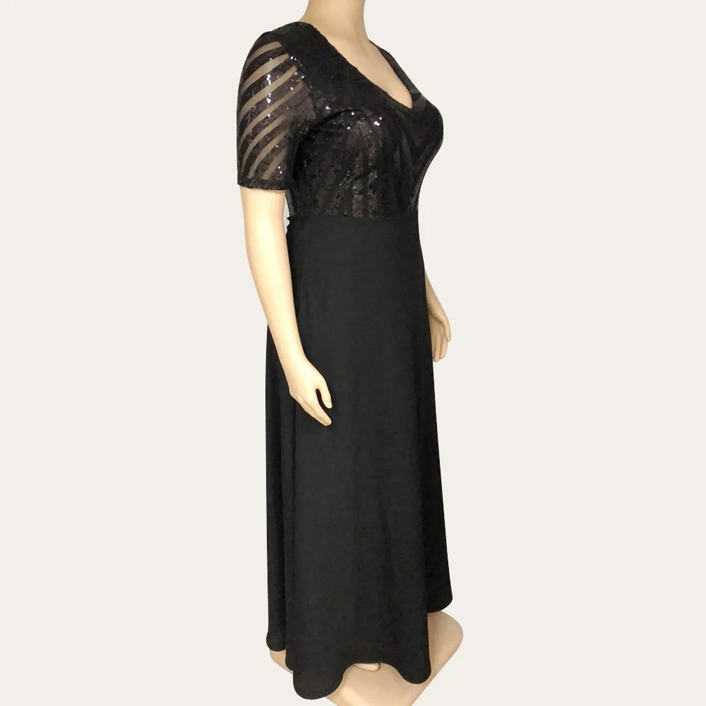 Сексуальное женское платье с блестками элегантное одноцветное размера плюс