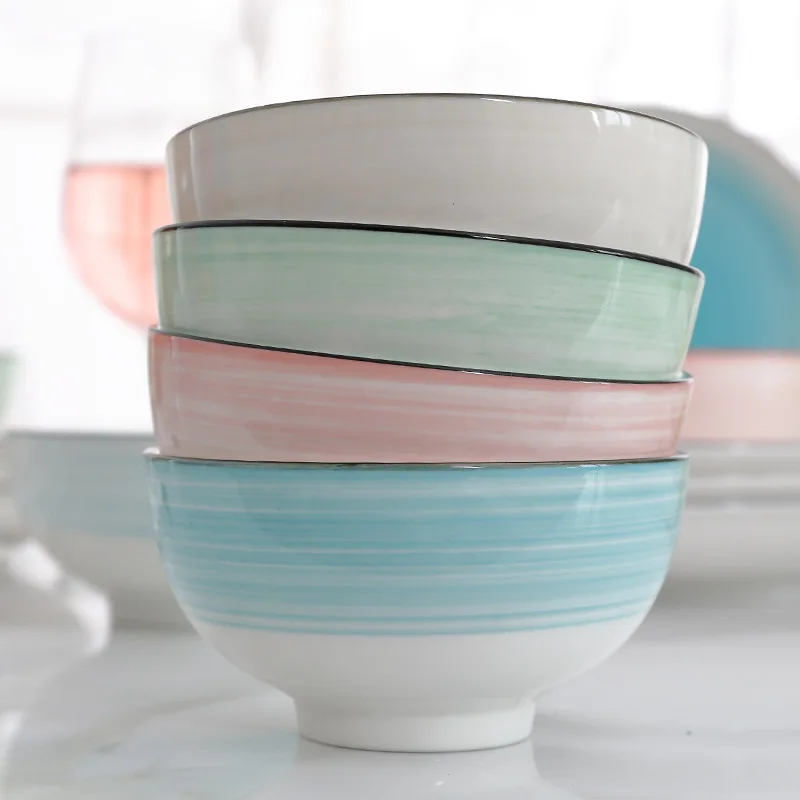 Скандинавские расписанные вручную столовые приборы тарелки для завтрака яркие