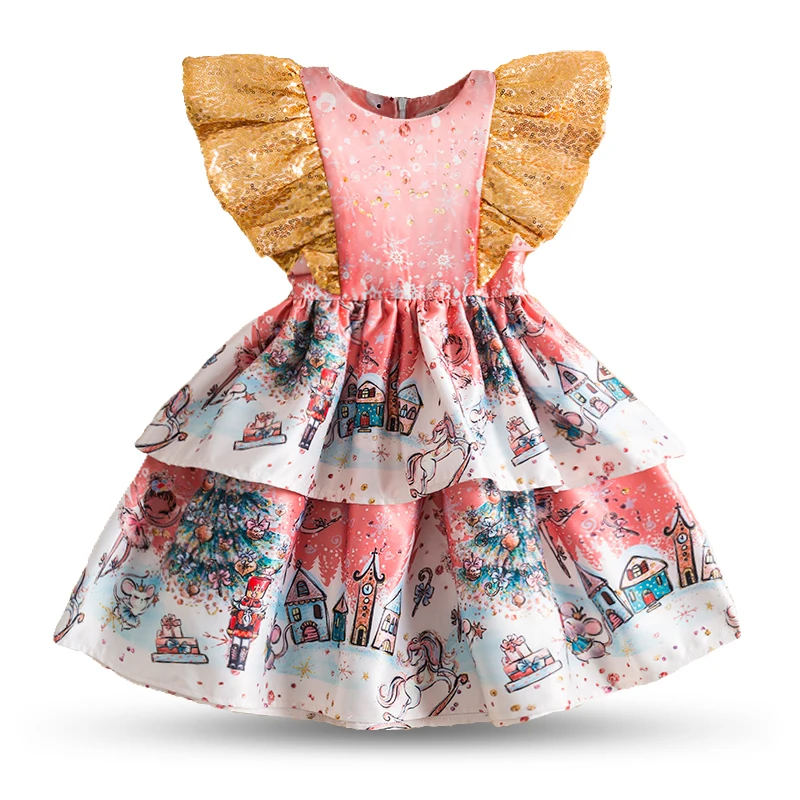 

Платье с блестками для маленьких девочек, одежда для вечеринки, дня рождения для девочек, платья для младенцев с мультяшным рисунком, платье...