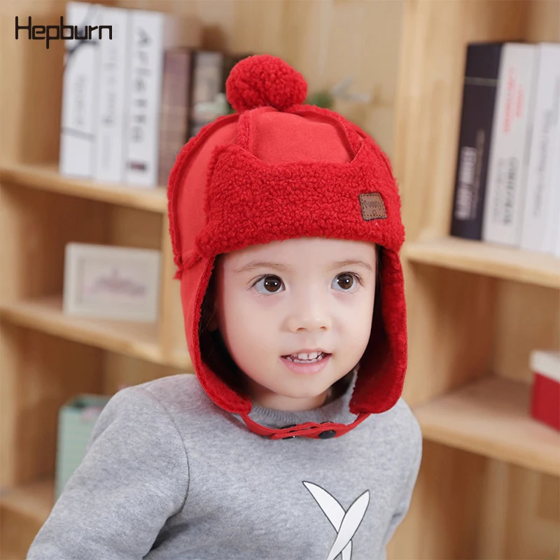 Хепберн брендовые Детские Зимние теплые хлопковые Шапки для младенцев одежда