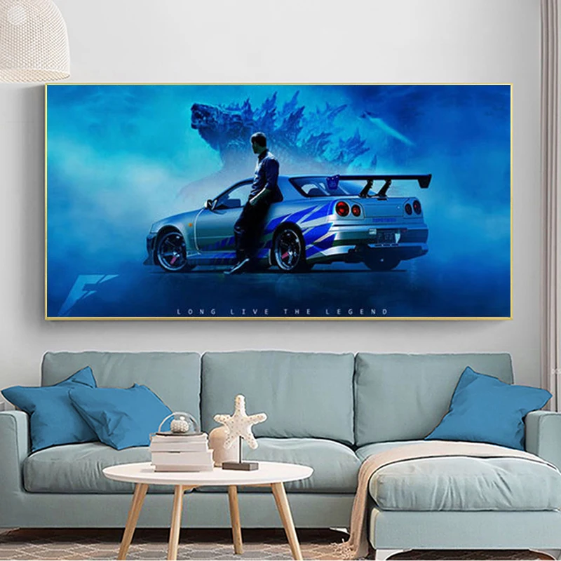 

Modern Car Nissan Skyline and Prints GTR R34 Home Decoration Canvas Painting Posters on The Wall Art Pictures for Living Room