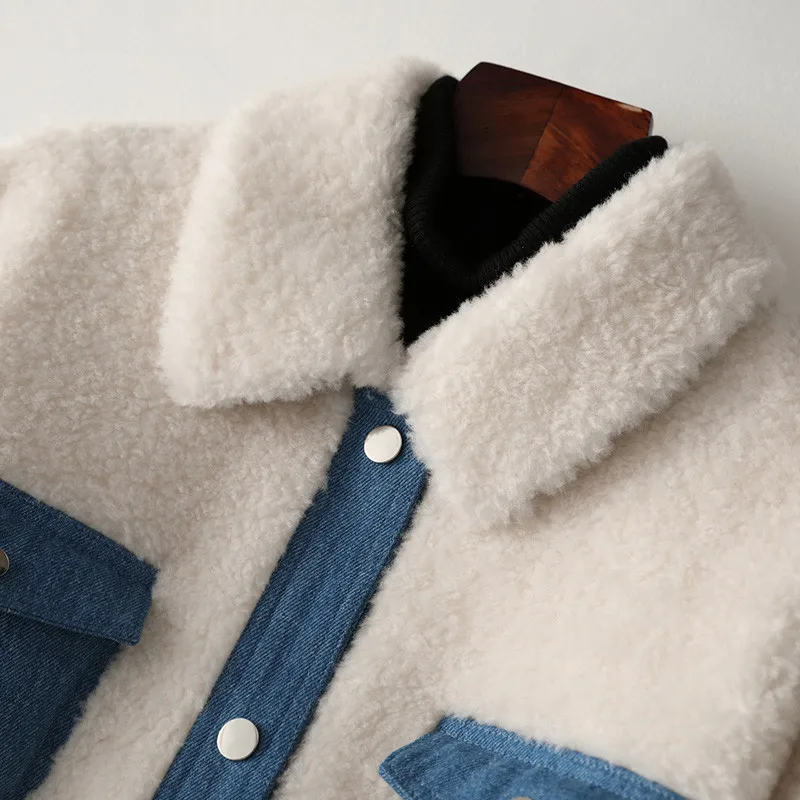 

Female Coat Real Sheep Shearling Fur Winter Jacket 100% Wool Coats and Jackets Women Outwear MY3202