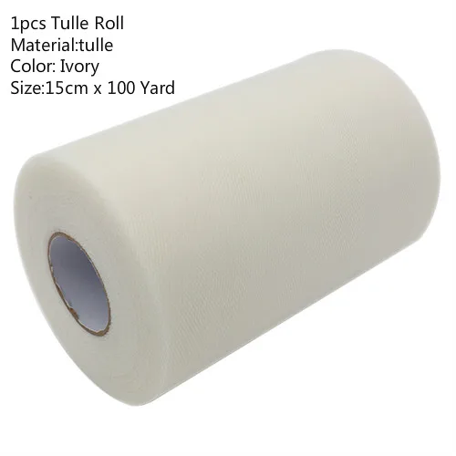 100 Yard Ivory Фатиновая юбка-пачка в рулоне, 15 см, 100 ярдов, сделай сам подарочная упаковка для дня рождения, вечеринки, Рождества, свадьбы, для детей - Color: 100 Yard Ivory