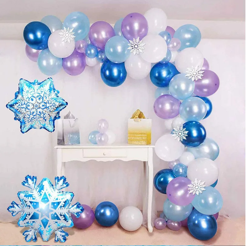 Juego de globos de princesa de copo de nieve, Kit de arco de guirnalda, fiesta de cumplea&ntilde;os de Frozen, Bola de hielo, Baby Shower, decoraci&oacute;n de boda, Globo, 1 Juego-4