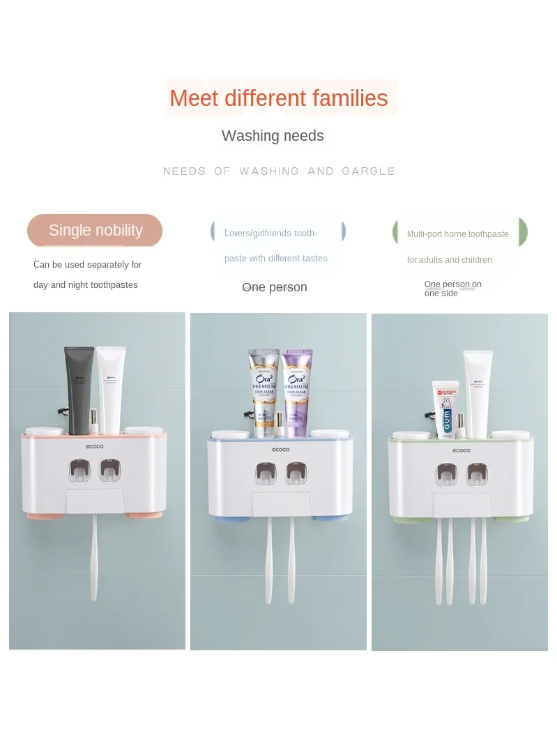 

Bathroom Automatic Toothpaste Dispenser Toothpaste squeezer Bathroom Accessories Wall PasteMounted Toothbrush Cup Storage Holder