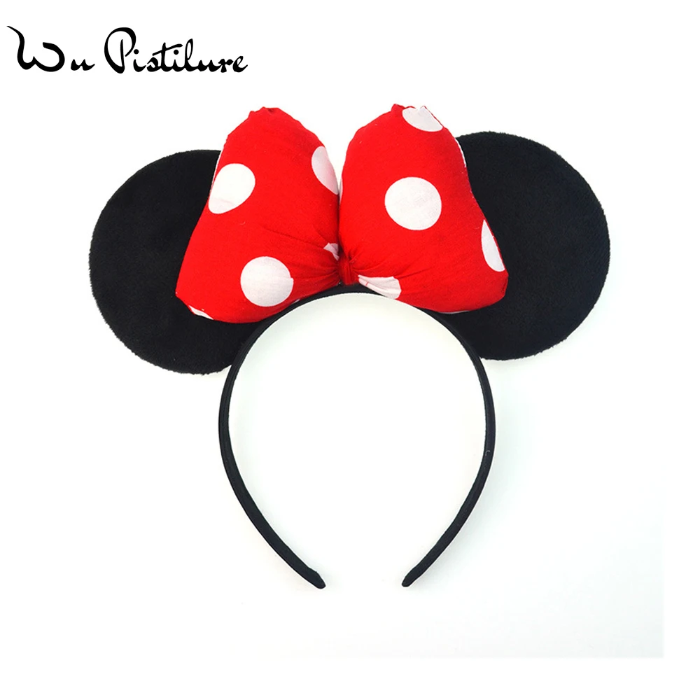 Утолщенный ободок в горошек Минни Маус фестиваль DIY повязка на голову с бантом