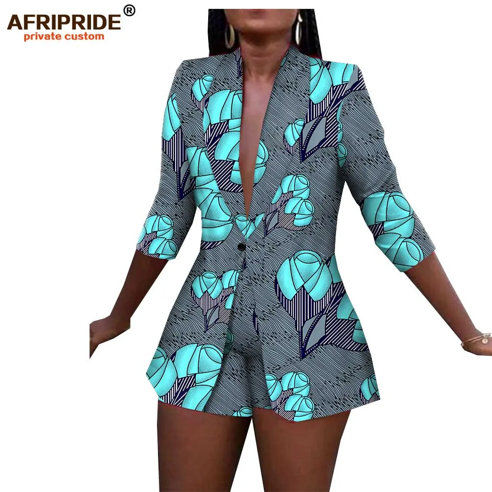 Женский костюм с шортами Afripride летний хлопковый из жакета коротким рукавом и шорт