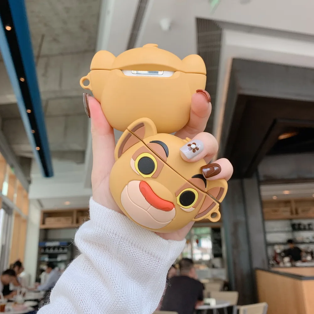 Лев Король SIMBA 3D Мягкий силиконовый мультяшный персонаж чехол для Airpods милый прекрасный подарок для Apple Airpods2 Bluetooth наушники чехол