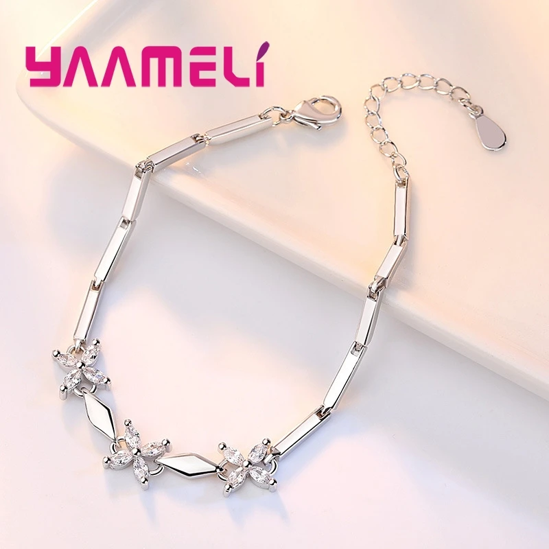 Браслет с четырьмя регулируемыми закруглёнными камнями Цветочная модель милая