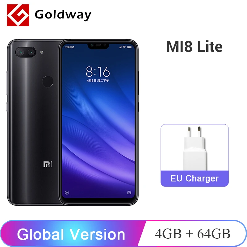 Глобальная версия Xiaomi mi 8 Lite 4 ГБ 64 6 26 дюйма 19:9 Восьмиядерный процессор Snapdragon 660