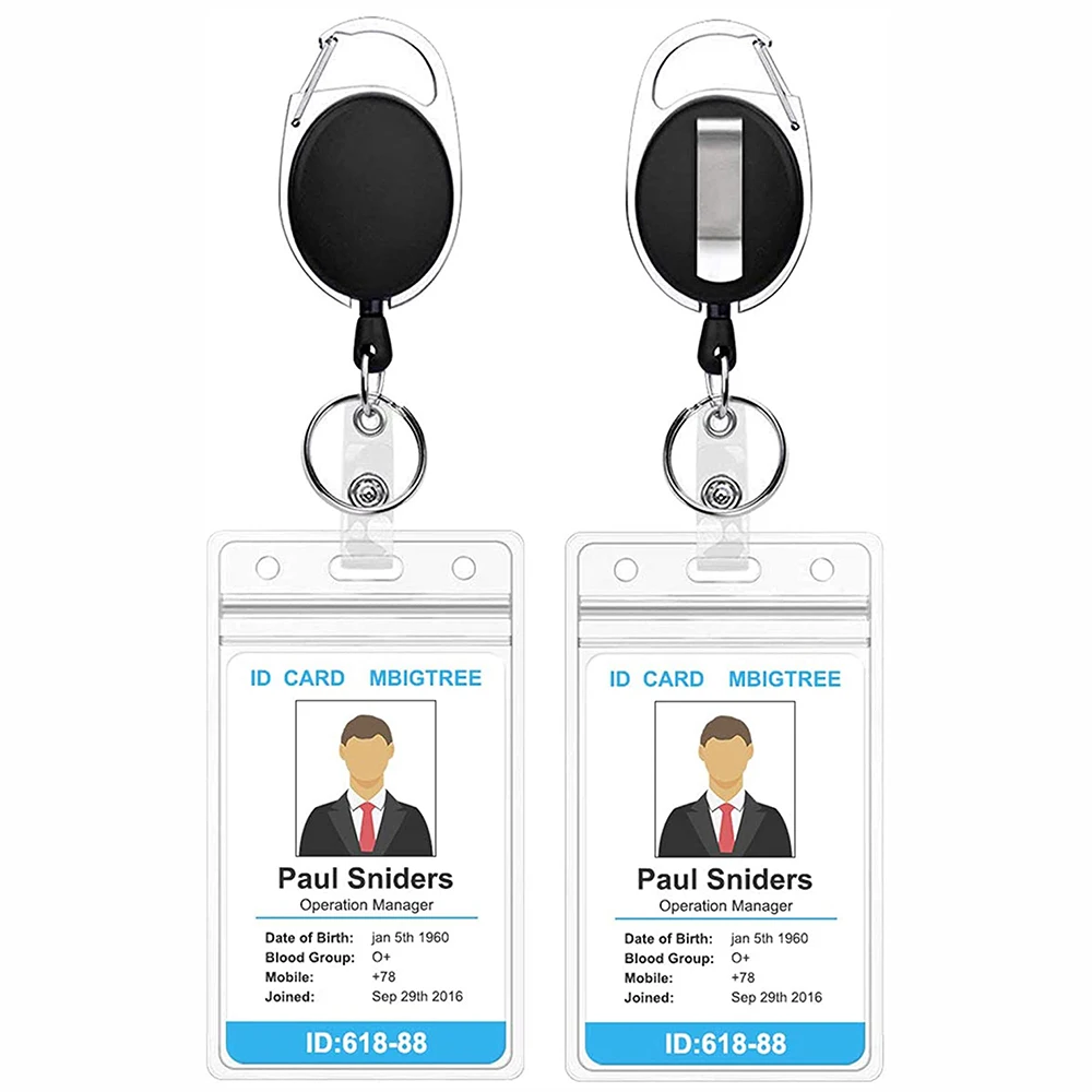 

10 Pack Heavy Duty Retractable Badge Holders with Carabiner Reel Clip and Vertical Style Clear ID Card Holders