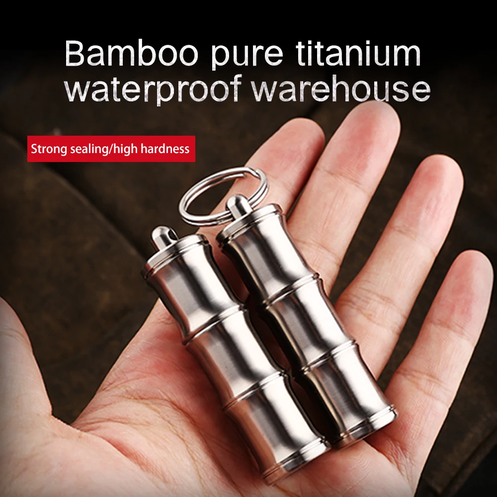 Titanium Alloy waterproof pot medicine sealed bottle capsule multi-function outdoor emergency tools cnc pure titanium waterproof storage tank sealed tank titanium alloy high end portable medicine bottle outdoor pill cases