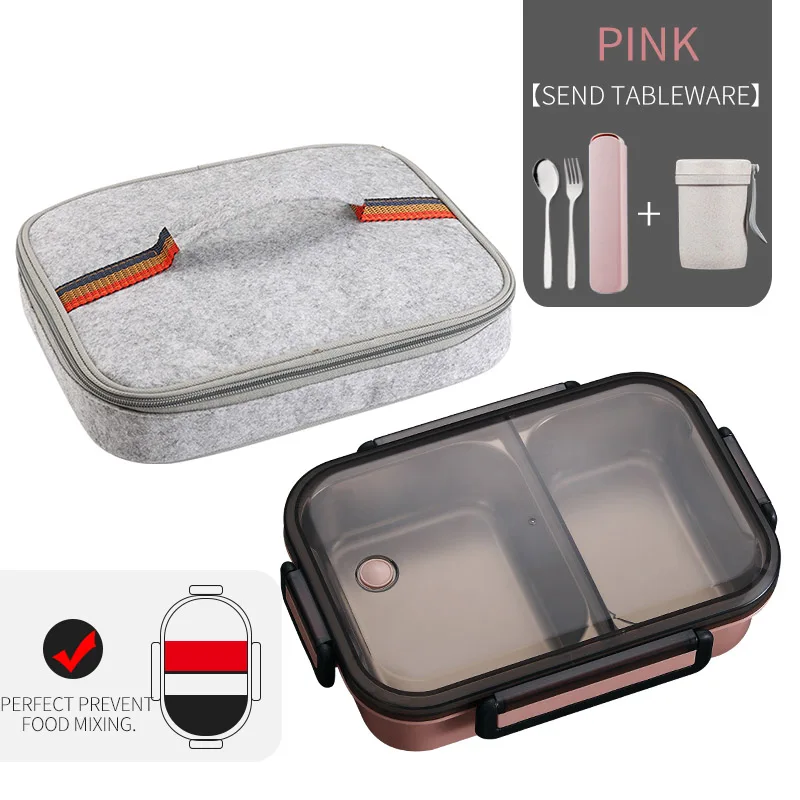 A Pink Bag Cup Set WORTHBUY японский Ланч-бокс для детей школы 304 из нержавеющей стали бенто Ланч-бокс герметичный контейнер для еды детская коробка для еды - Цвет: A Pink Bag Cup Set