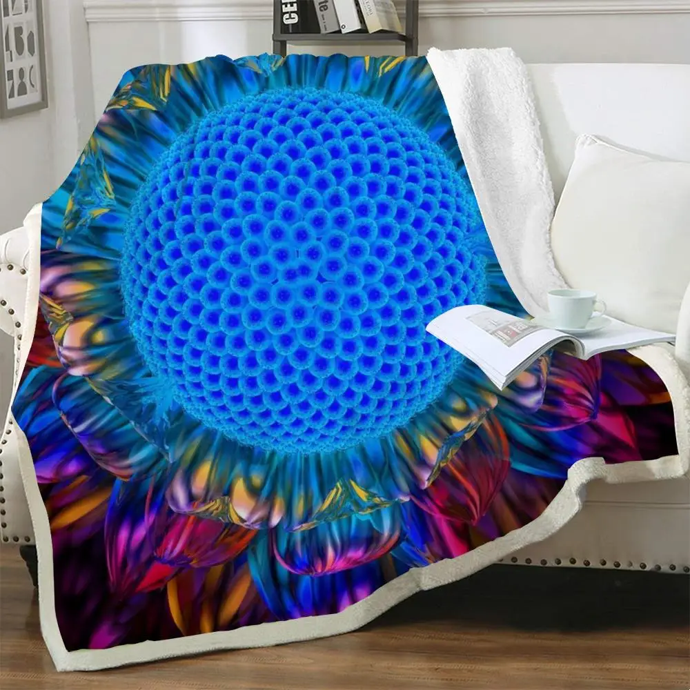 

NKNK Sunflower Blankets Dizziness Bedding Throw Colorful 3D Print Psychedelic Plush Throw Blanket Sherpa Blanket Fashion Vintage