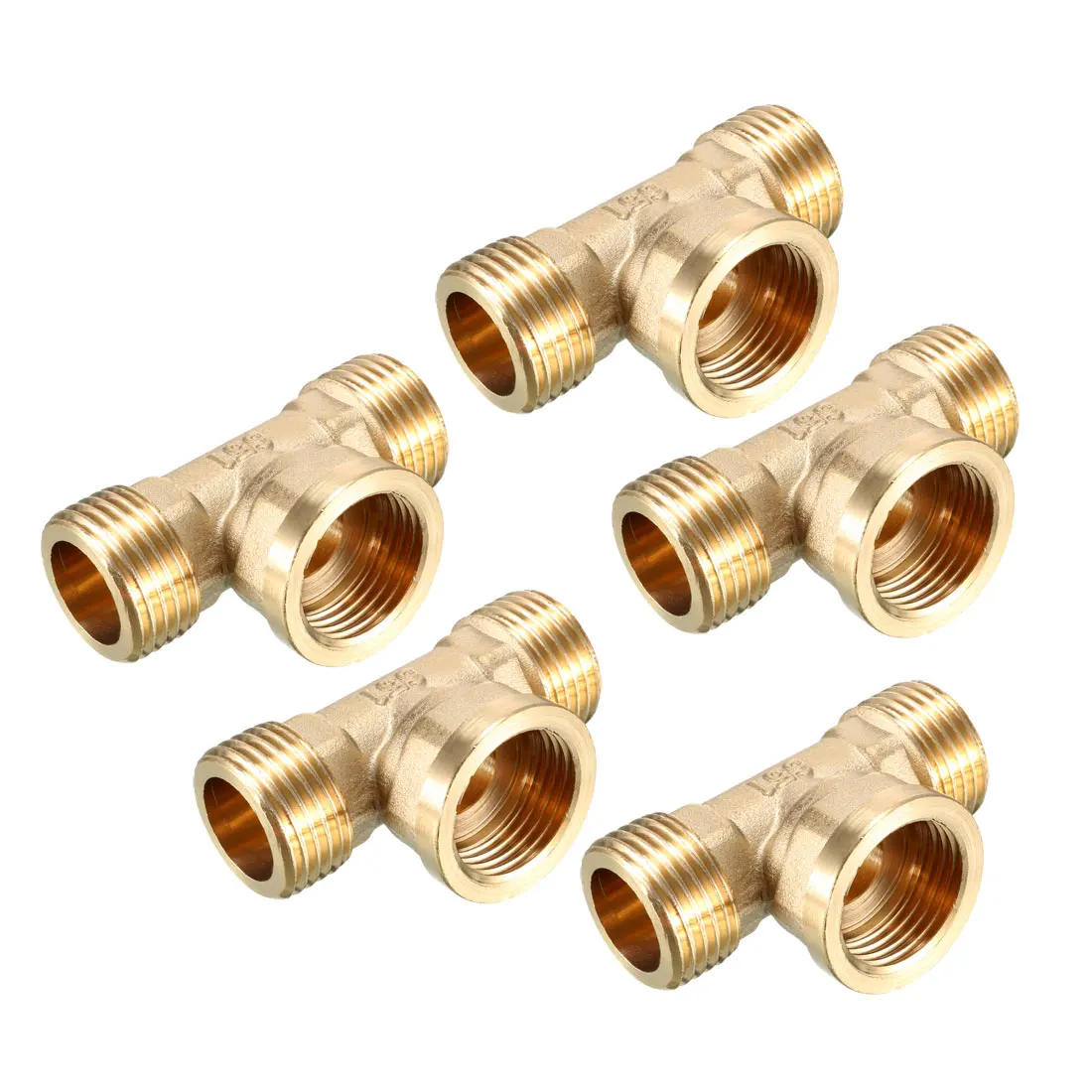 

uxcell Brass Tee Pipe Fitting T-Shaped Coupler Hose Part 5pcs