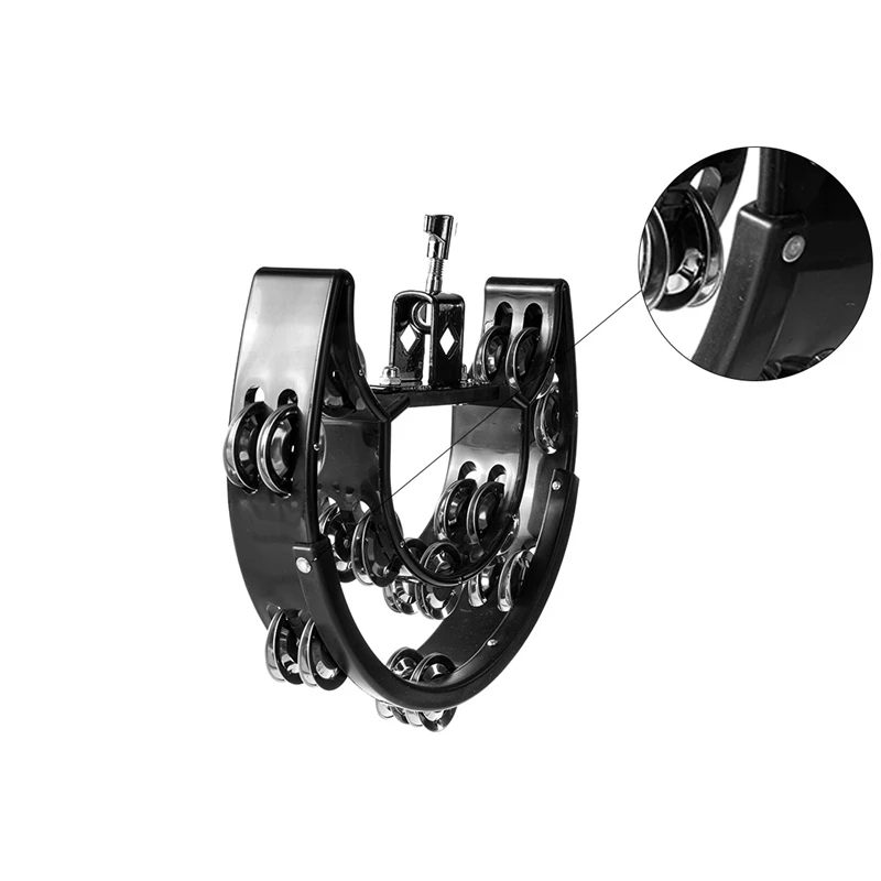 

Double Row Handled Tambourine Metal Jingles Hand Held Percussion Drum for Drum Kit