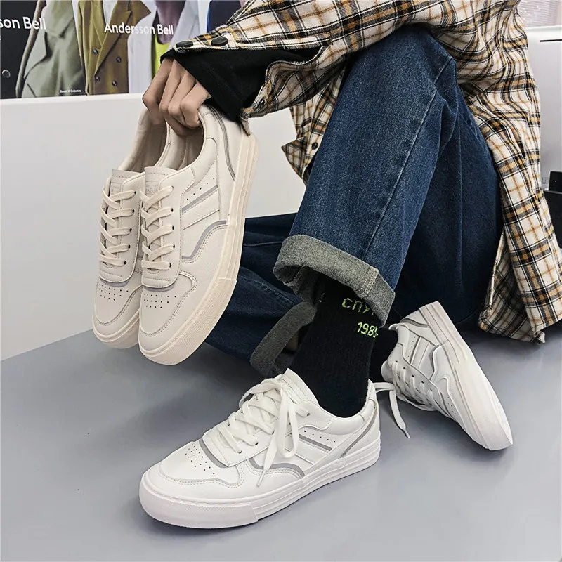 

Men's Shoes New Small White Shoes Microfiber Leather Low Help Casual Men's Shoes Net Red Tide Shoes Men Fashion Sneakers