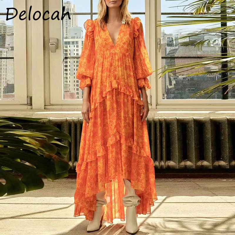 

Платье-трапеция женское, с цветочным принтом и оборками, весна