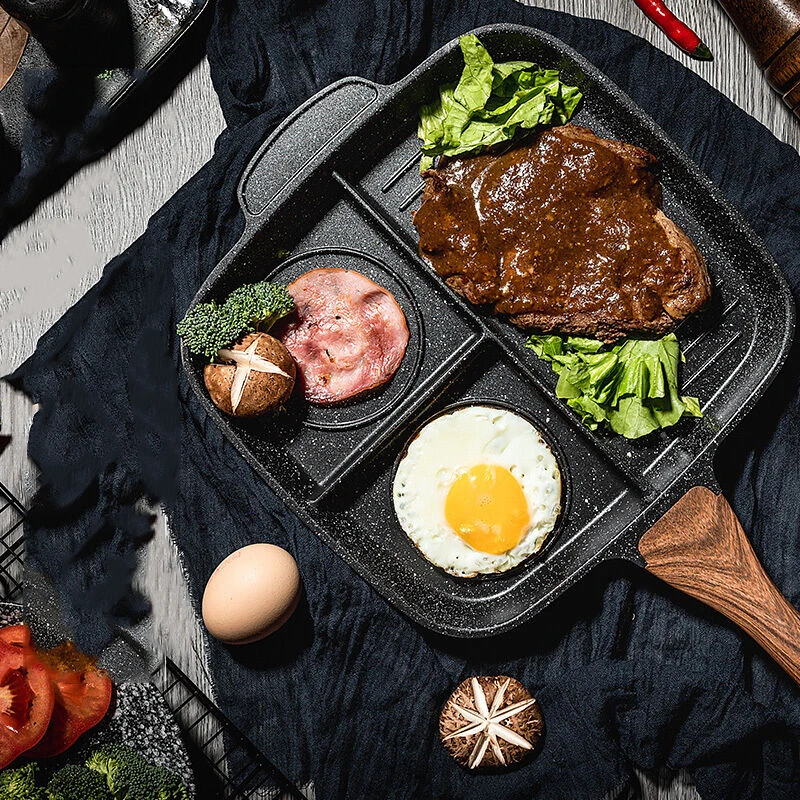 3 в 1 разделенная сковорода для завтрака антипригарная секции разделенный гриль