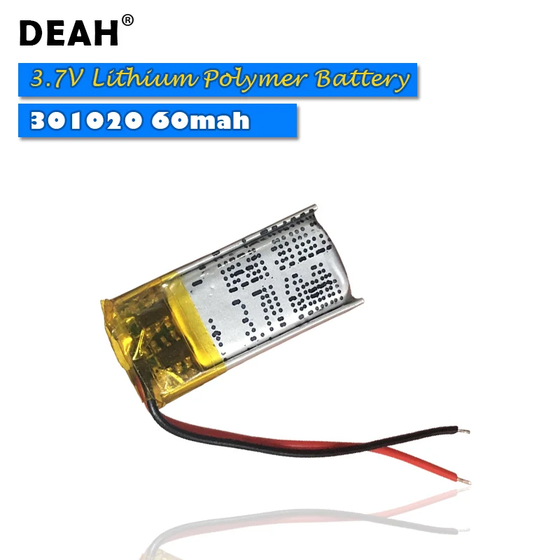 3 7 V Lipo cells 301020 60mah литиевая полимерная аккумуляторная батарея для MP3 MP4 MP5 GPS Bluetooth
