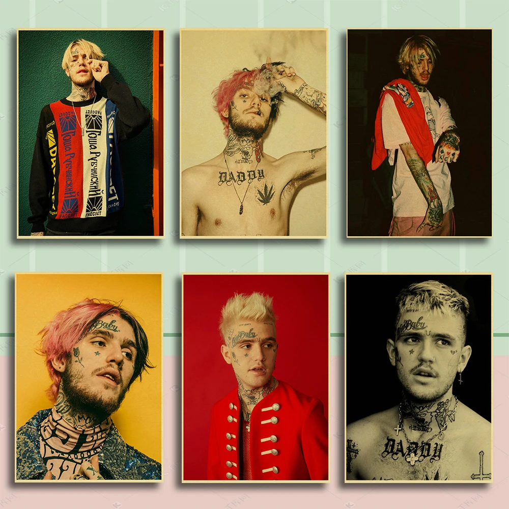 

Hip Hop Rapper Lil Peep Poster Wall Stickers Vintage Poster Prints High Quality For Living Room Home Decor Bar sticker