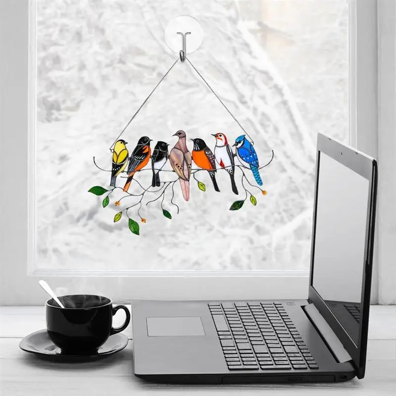 

Mini Stained Bird Glass Window Hangings Acrylic Wall Hanging Birds Decor Room Accessories Scandinavian Decor Mothers Day Gifts