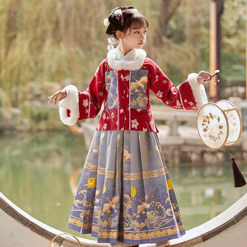 

Зимний Детский костюм Тан, сказочный костюм для косплея для девочек, платье принцессы ханьфу в китайском стиле, традиционная Восточная одеж...