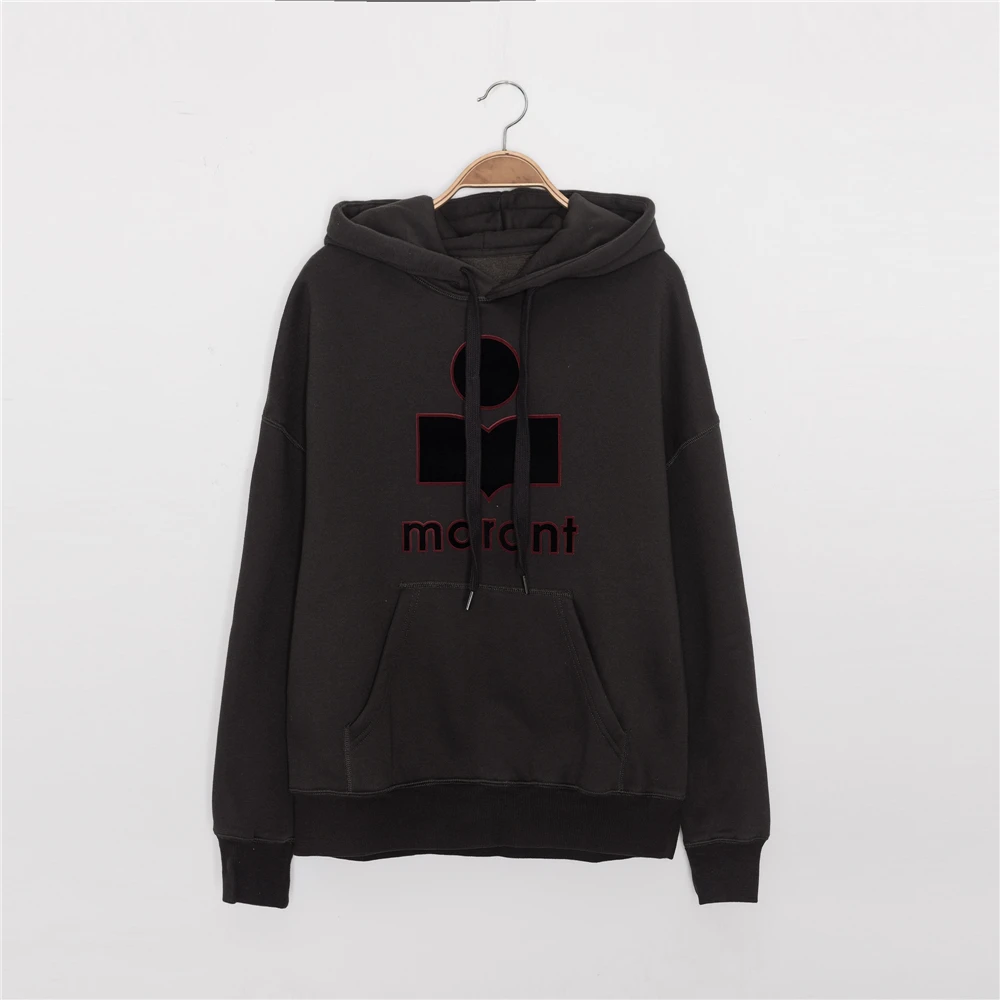 

2020 Winter Hoodie Pure Cotton Plus Fleece Sweatshirt Contrast Letter LOGO Flocking Printed Sweatshirt for Women