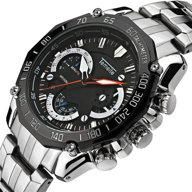 

R197 Top Quality Stainless Steel Quartz Watch Waterproof Couple Wristwatches Men&Women Luxury Brand Fashion Clock