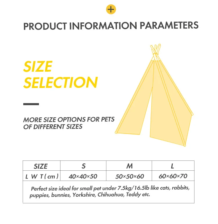 

1pcPortable Linen Pet Tent Dog House kitten House Washable Teepee Puppy Cat Indoor Outdoor Kennels Portable Teepee Cave with Mat