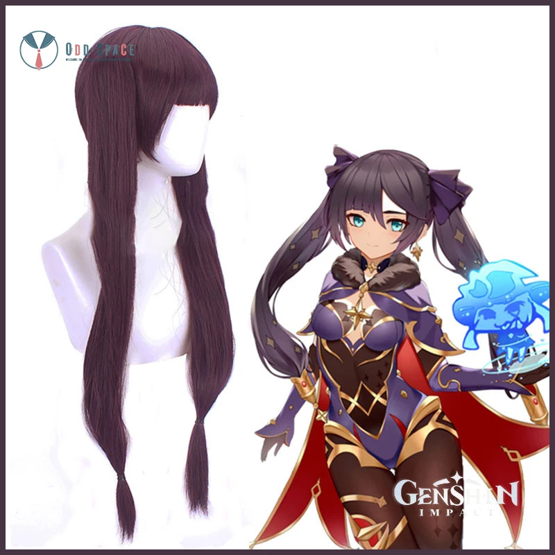 

Genshin Impact Game characters Mona Wig Purple Long Ponytail Straight Synthetic Hair Halloween Carnival Party Game Cosplay wigs