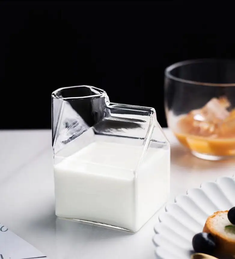 

Square glass milk carton, factory direct sales, glass, milk carton glass