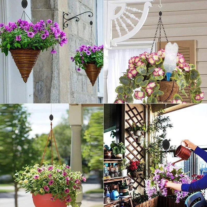

Flower Basket Hook Liftable Telescopic Plant Pulley Easy Reaching Pulley Plant Hanging Flower Basket Hook F2