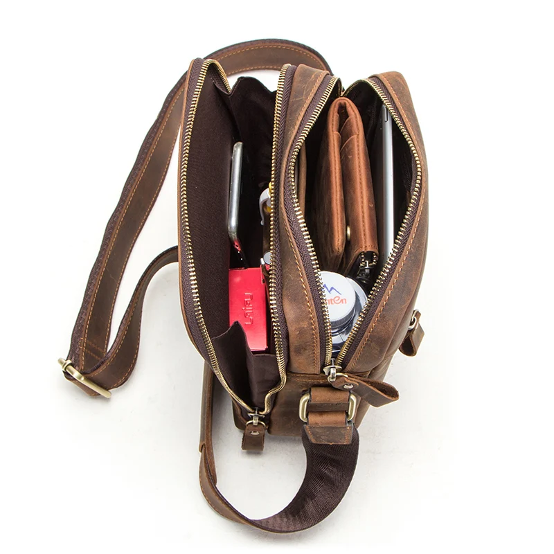 Сумка мессенджер мужская из натуральной кожи Винтажная сумочка на плечо кросс