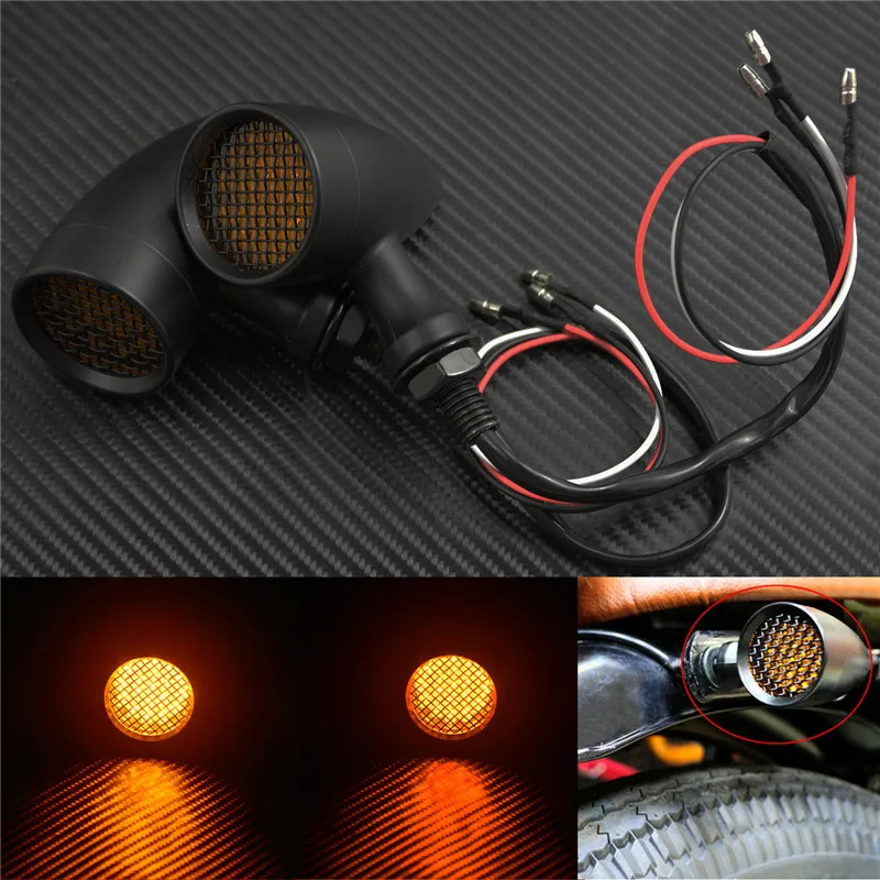 

2xмотоциклетный ретро-пуля указатель поворота, светодиодный стоп-сигнал, металлический корпус, мигалки для Harley Chopper Bobber Cafe Racer