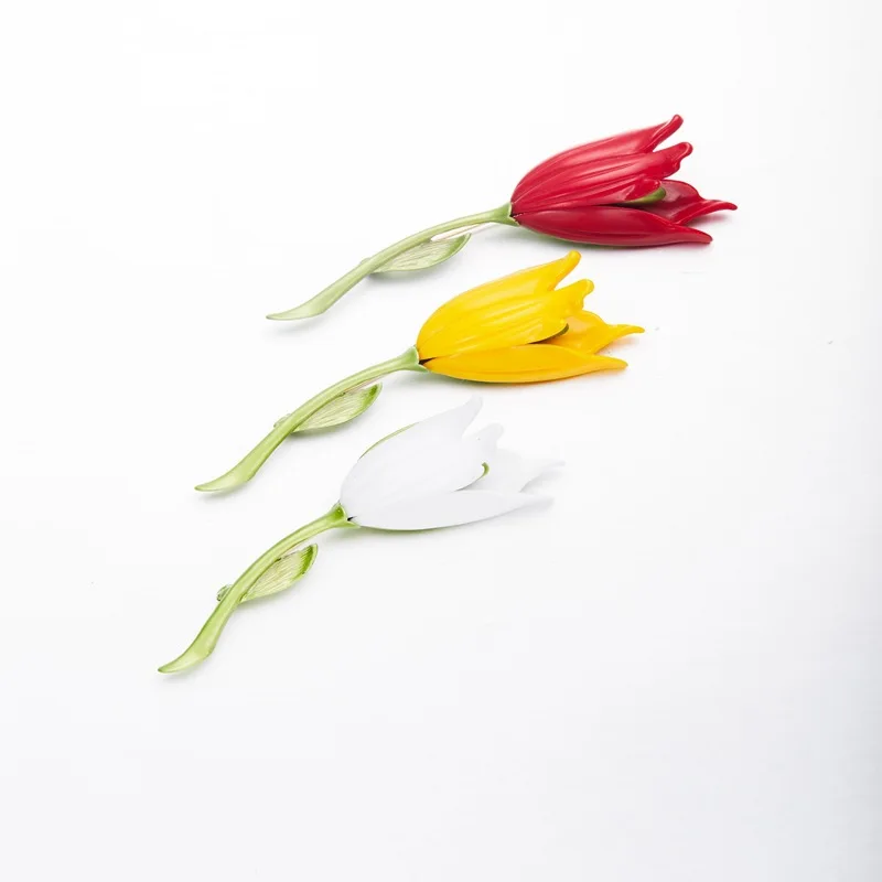 Винтажная эмалированная брошь в виде тюльпана растения искусственного дерева