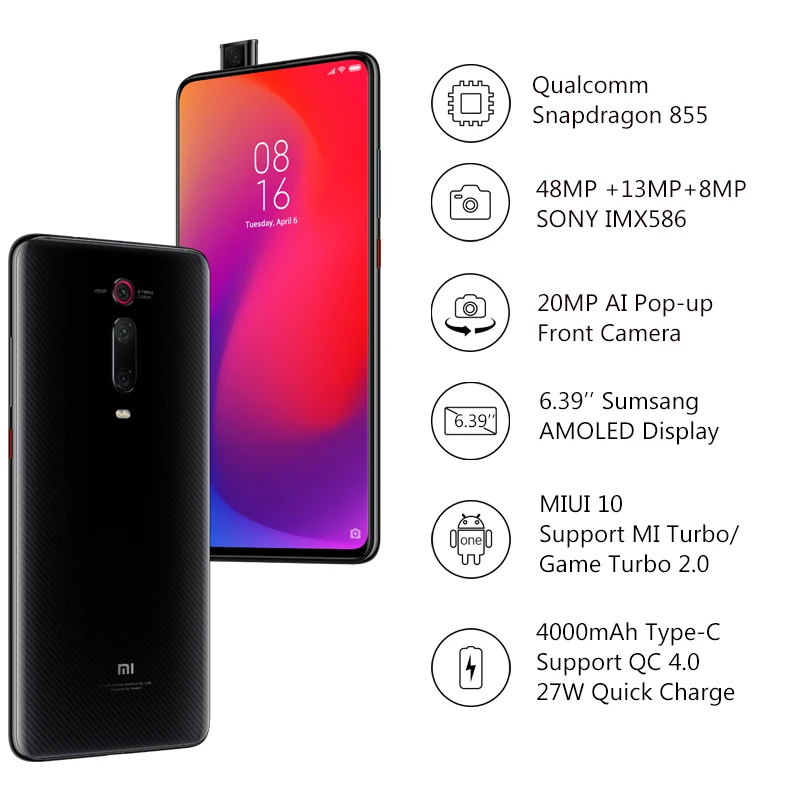 Глобальная версия смартфона Xiaomi mi 9T Pro 6 ГБ 64 Red K20 восьмиядерный смартфон Snapdragon 855 39
