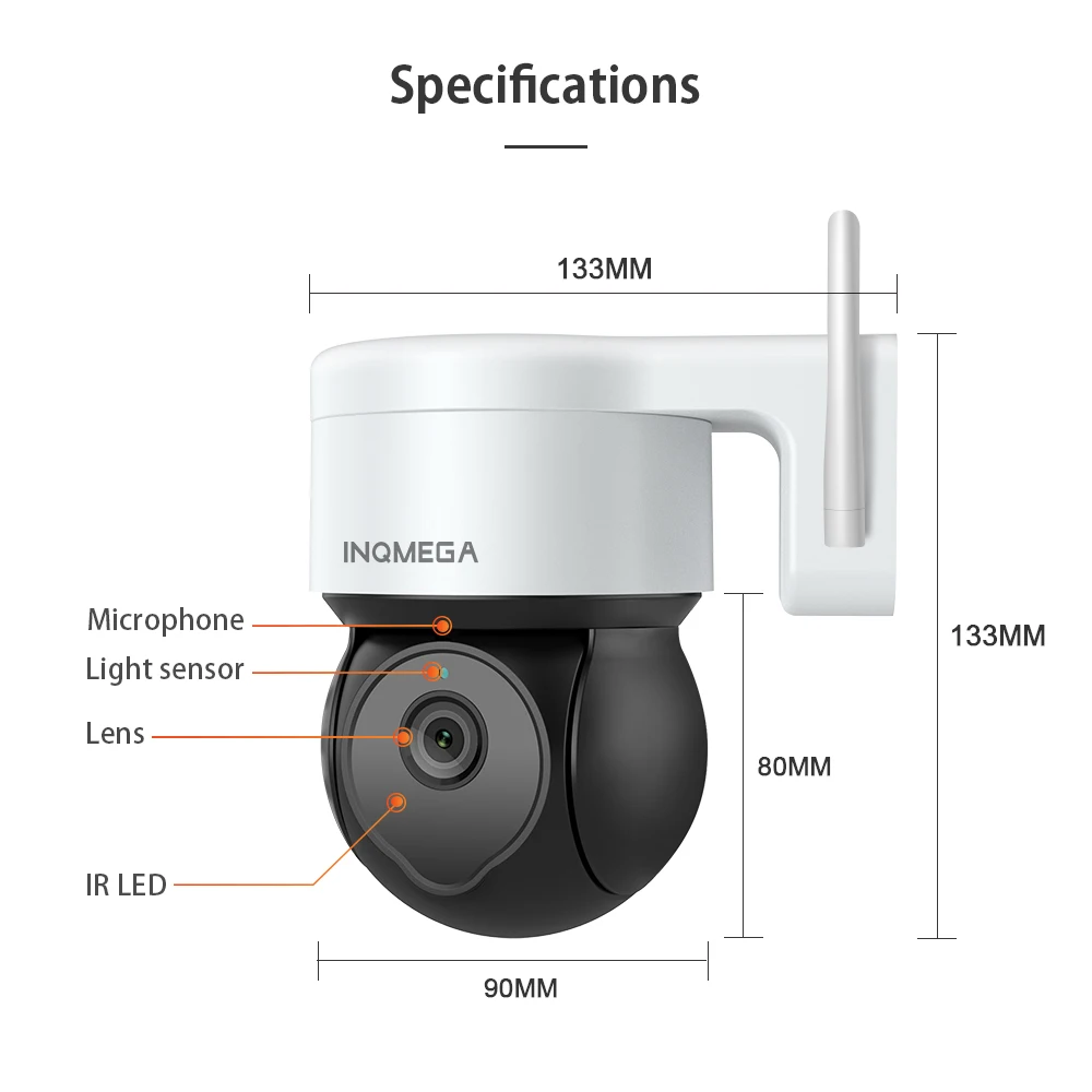 INQMEGA 5MP Tuya Outdoor PTZ Camera Ai Human Detect 1080P Security CCTV Add Google home And Alexa Wifi IP | Безопасность и защита