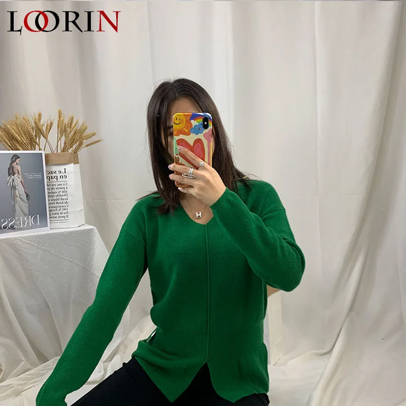 Lorin распродажа 2020 осень зима v-образный вырез Повседневная Мягкая Мода Тонкий Femme