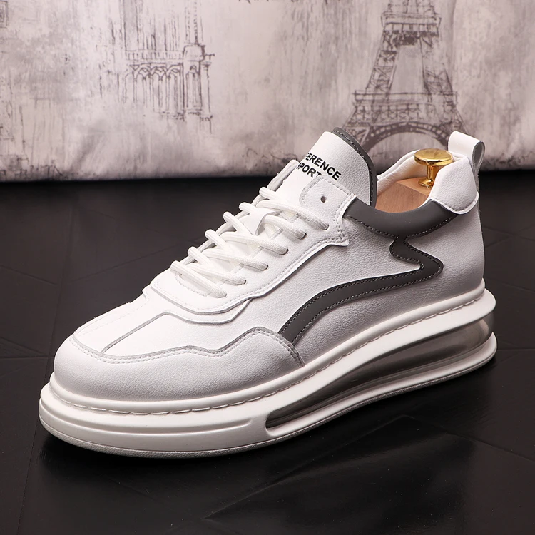 

Autumn New Air Cushioned Men's Sneakers White Leather Casual Shoes Trainers Celebrity Flats