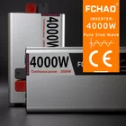 Преобразователь напряжения автомобильный FCHAO, 4000 Вт, инвертор синусоидальной волны, преобразователь напряжения 12 В, 24 В в переменный ток, 110 В, 220 В, универсальная Европейская розетка