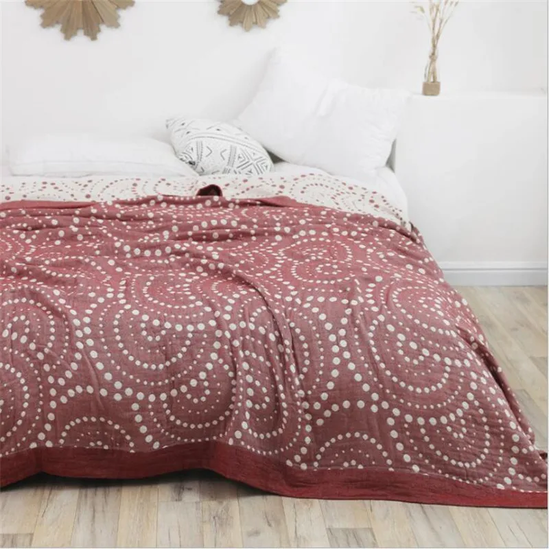 Хлопковое газовое одеяло муслиновое мягкий плед для взрослых вязаное покрывало