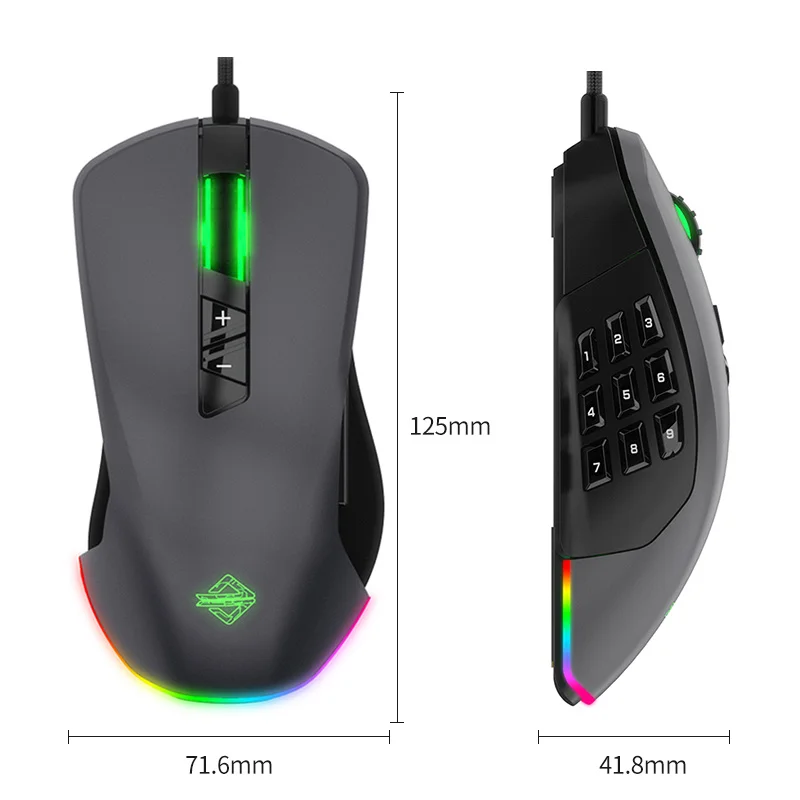 

GTI 14 AJAZZ Programmable Gaming Mouse RGB Backlit 5000DPI Gaming Mouse Optical Mouse for Professional PC Computer Mice