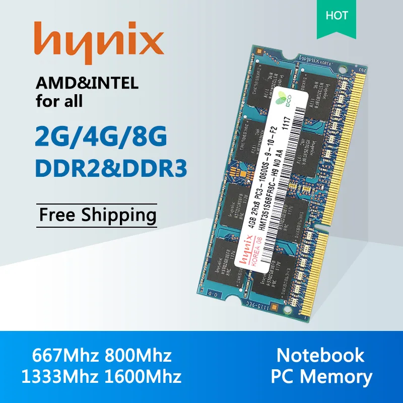 Оперативная память для ноутбука Hynix PC2 PC3 PC3L 1 Гб 2 ГБ 4 8 DDR2 DDR3 667 МГц 800 1333 Гц 1600 6400 8500