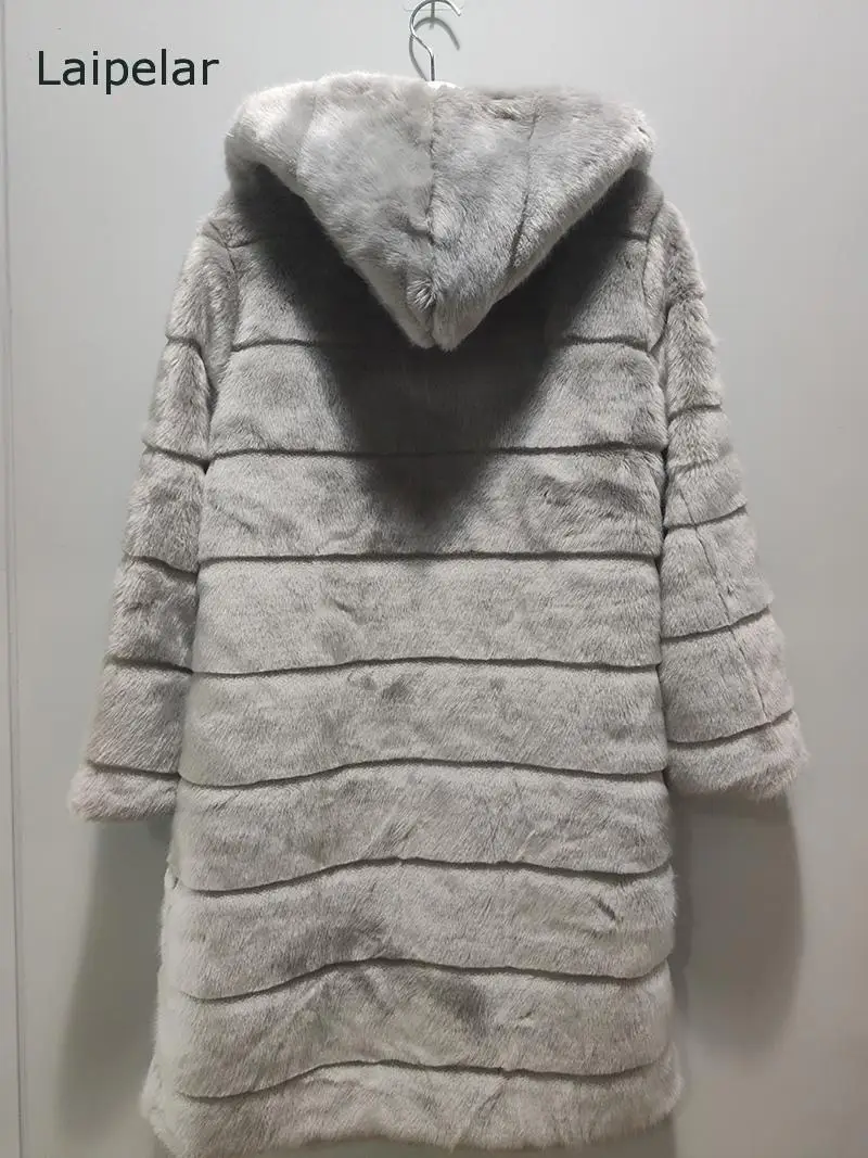 Шуба из искусственного меха модное пальто норки с широкой талией женское длинное